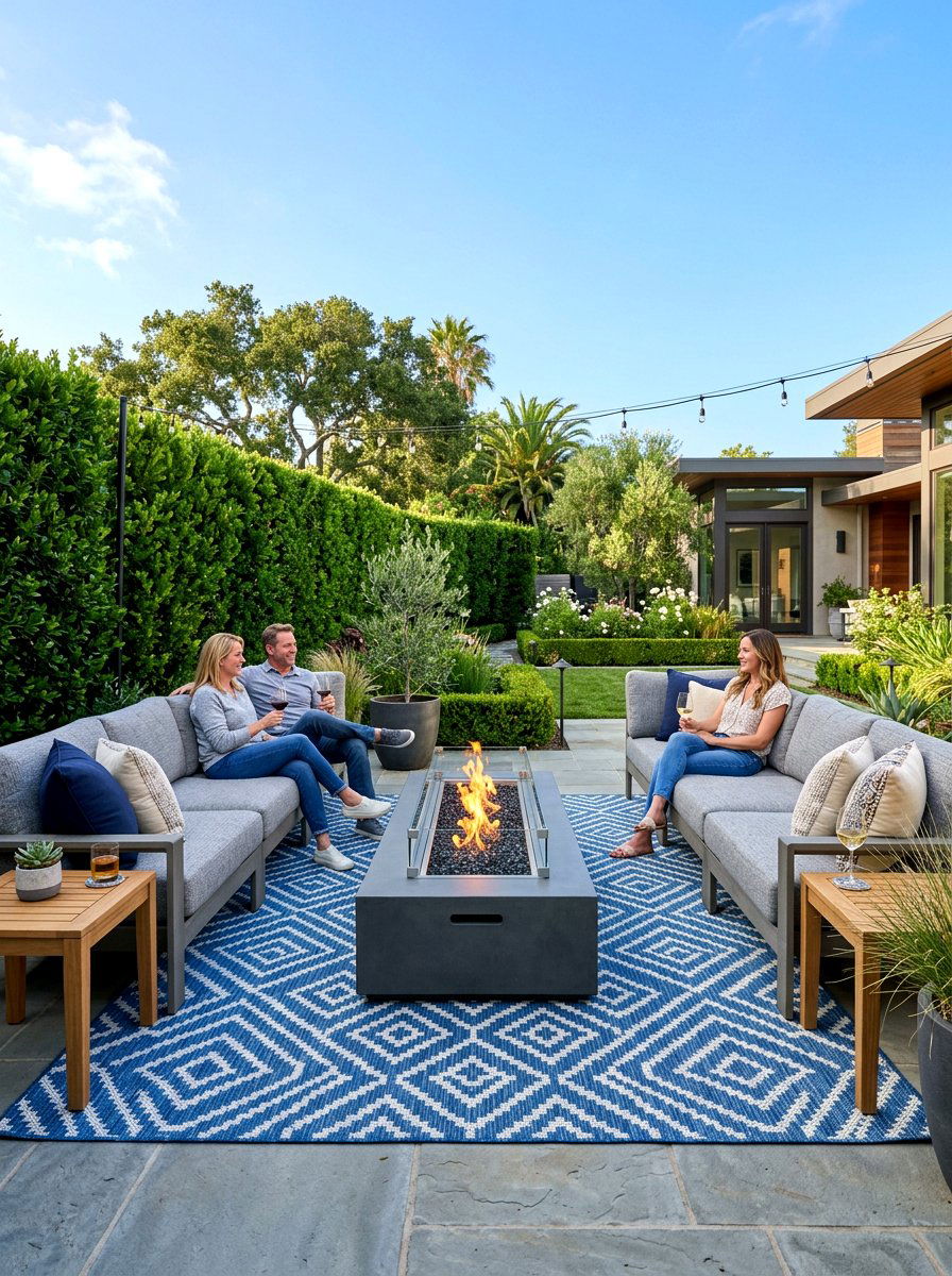Modern Fire Pit Lounge - 30 backyard entertaining zone ideas