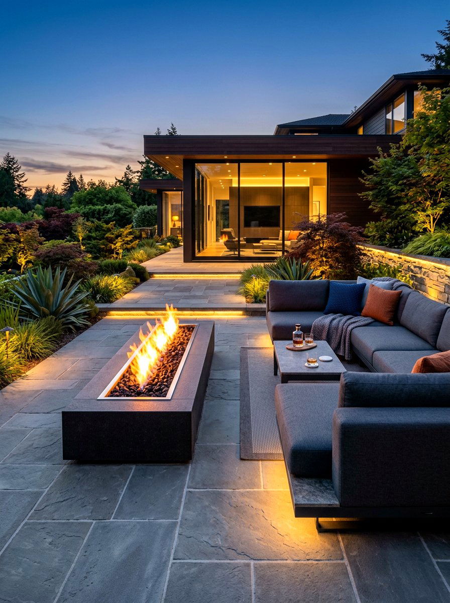Modern Fire Pit Patio - 30 starlit patio ideas
