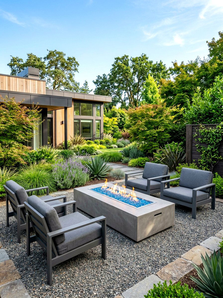 Modern Fire Pit - 30 meditation garden ideas