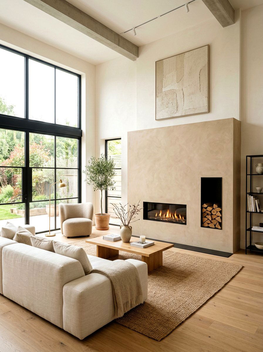 Modern Fireplace Surround - 30 toasted beige living room ideas