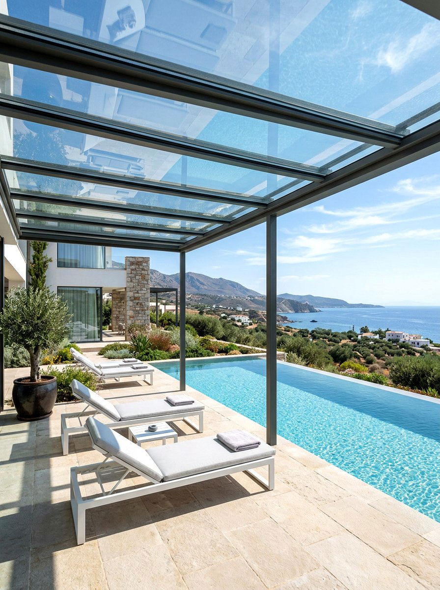 Modern Flat Glass Roof Veranda - 30 transparent patio roof ideas