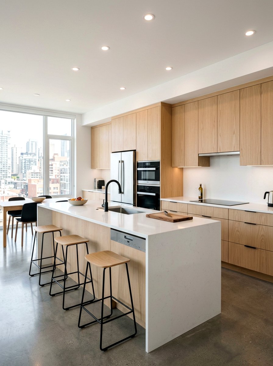 Modern Flat Panel Wood Cabinets - 30 warm wood kitchen cabinets ideas