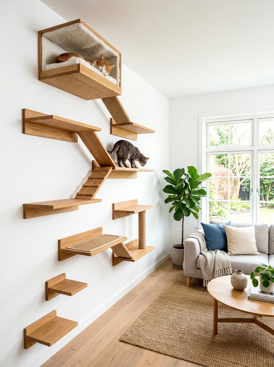 Modern Floating Cat Perch - 30 pet bed nook ideas