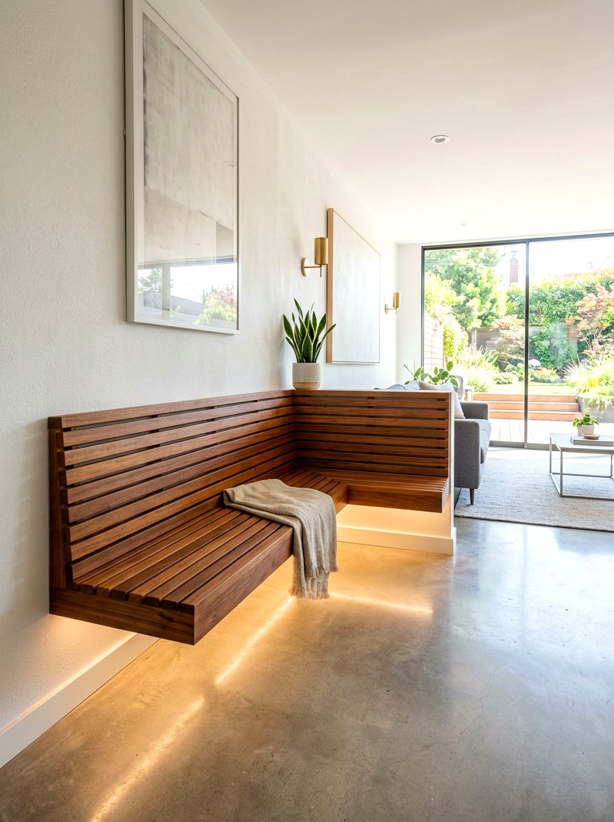 Modern Floating Corner Bench - 30 deck corner seating ideas
