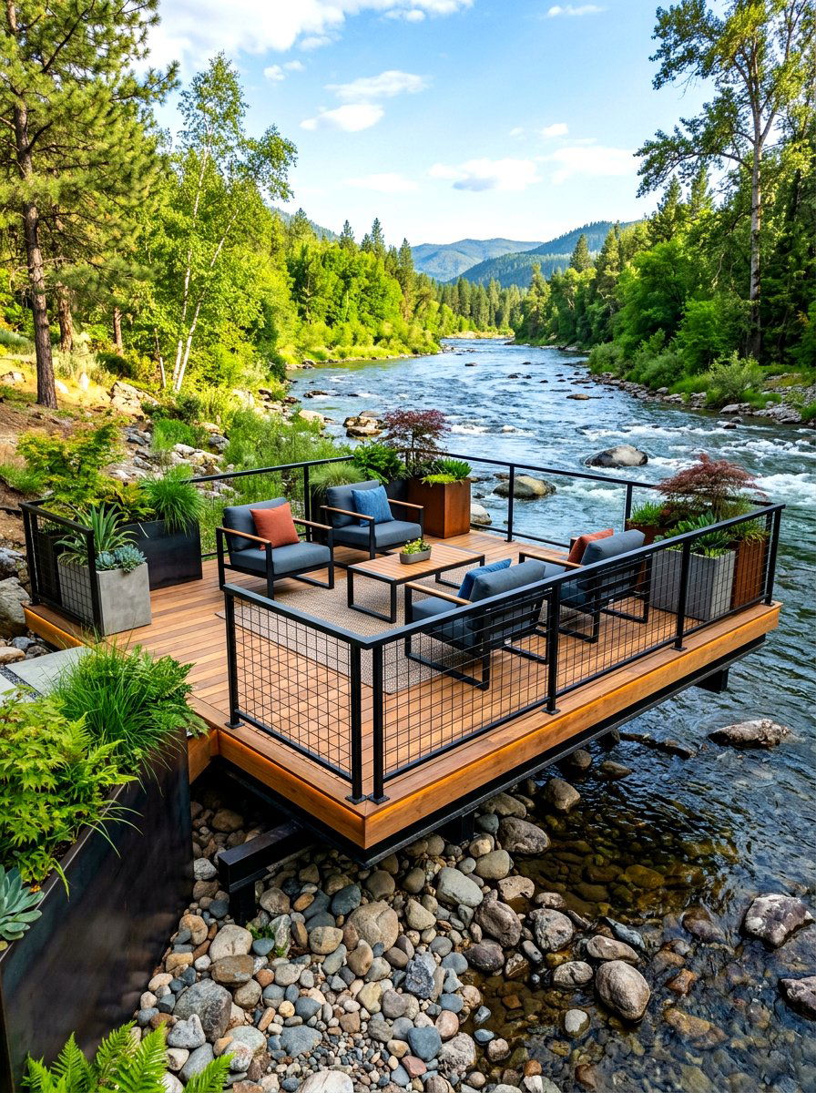 Modern Floating Deck - 30 exterior seating area ideas