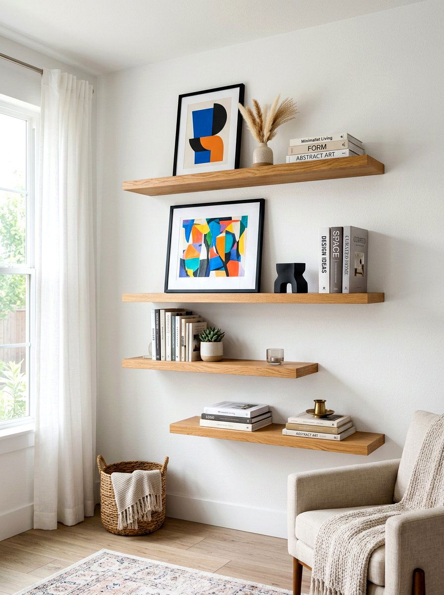 Modern Floating Shelf - 30 aesthetic bookshelf styling apartment ideas