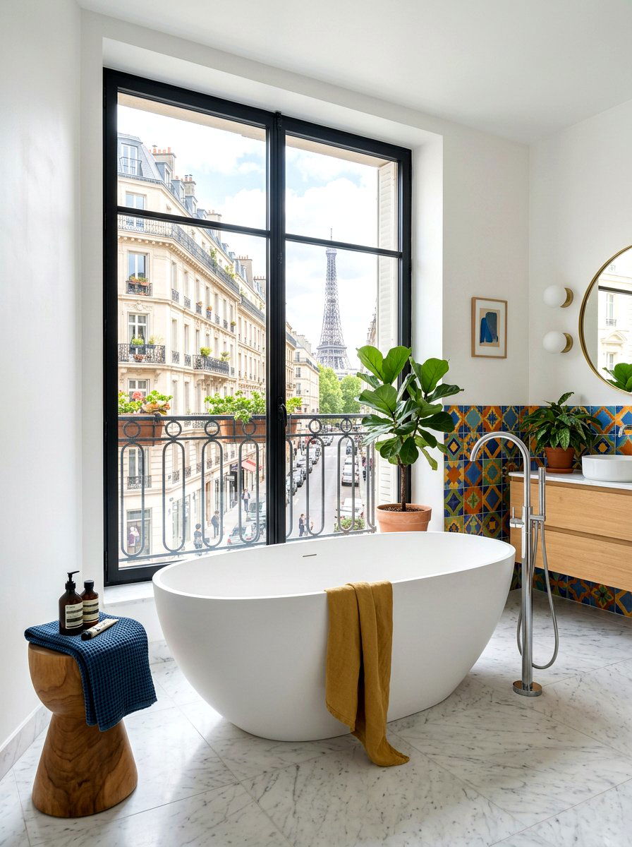 Modern Freestanding Bathtub - 30 Parisian bathroom ideas