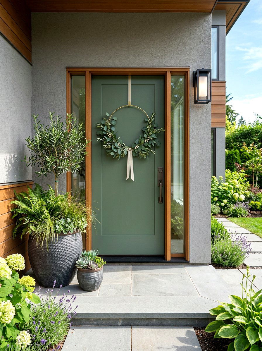 Modern Front Door Wreath - 30 front door decor ideas