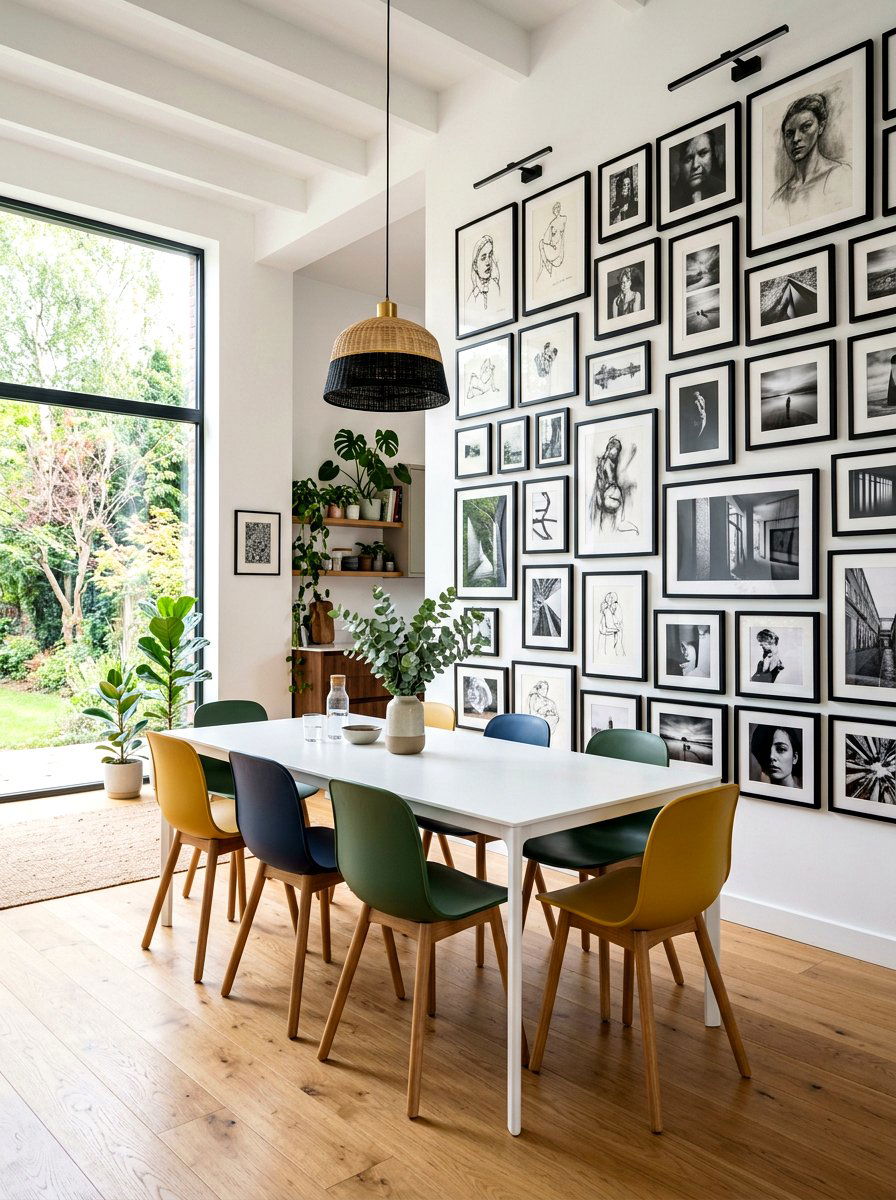 Modern Gallery Wall - 30 dining room wall art ideas
