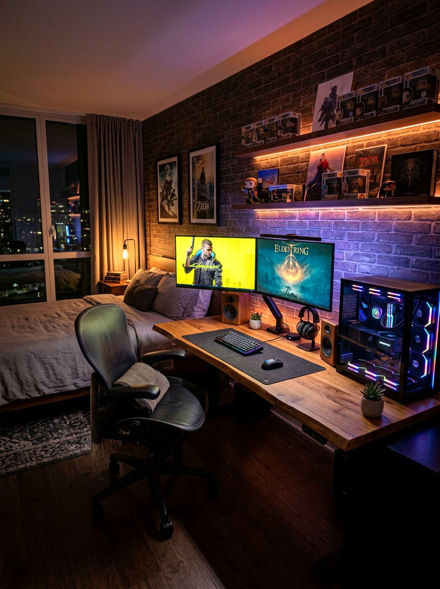 Modern Gaming PC Setup - 30 gamer bedroom ideas