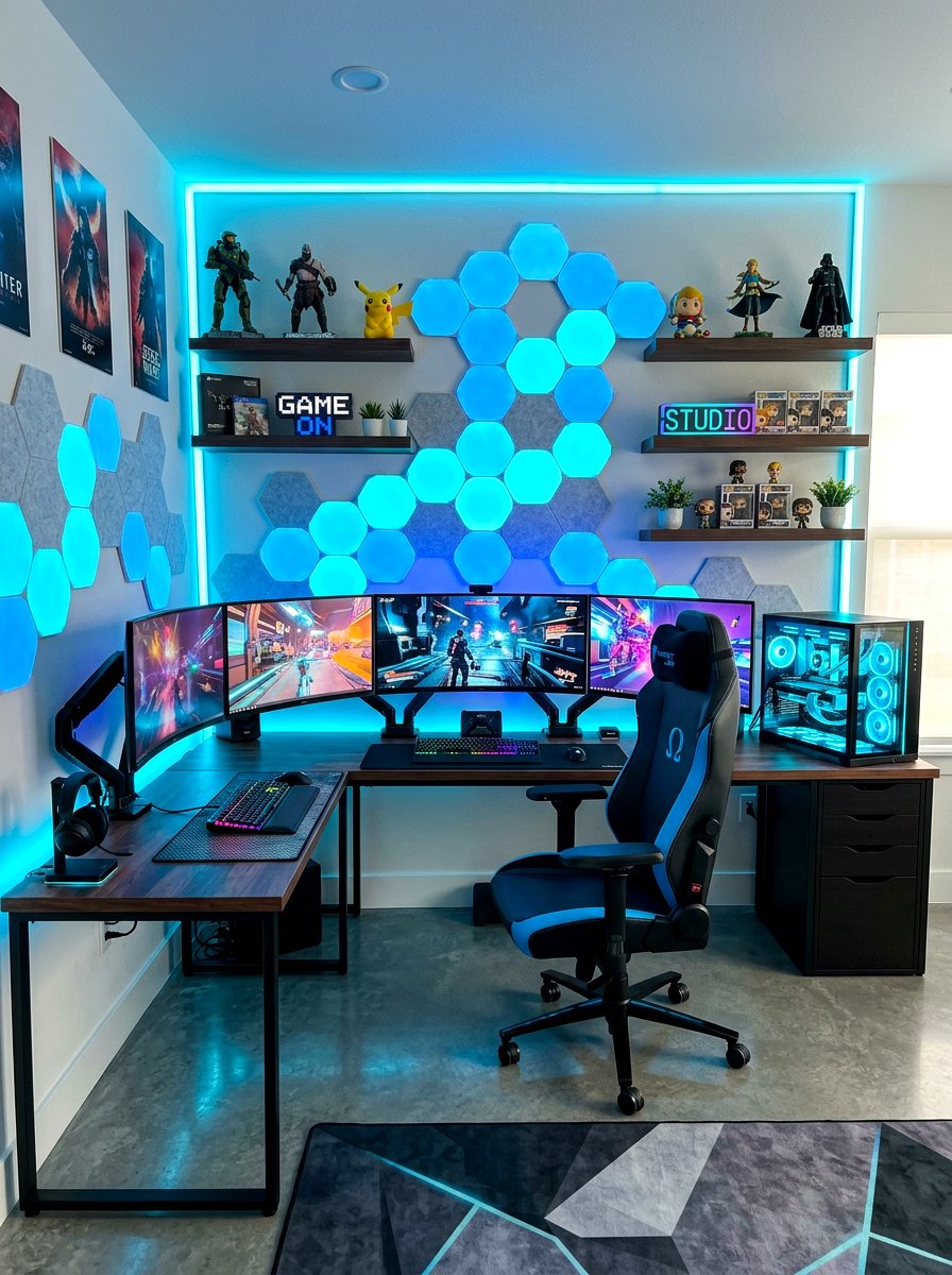Modern Gaming Studio - 30 masculine home studio ideas