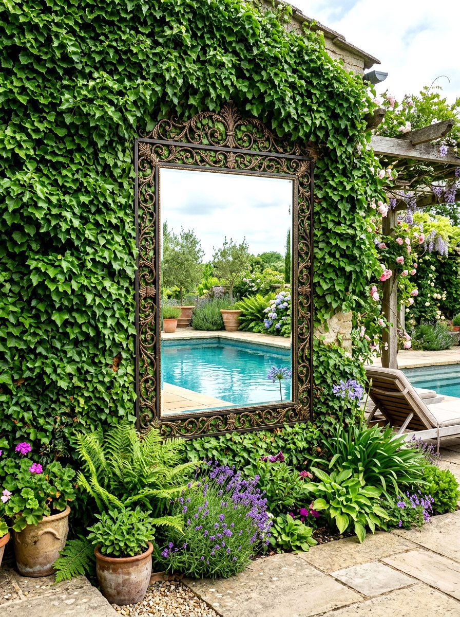Modern Garden Mirror - 30 backyard spa retreat ideas