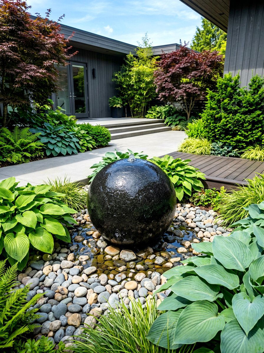 Modern Garden Water Feature - 30 shady courtyard garden ideas
