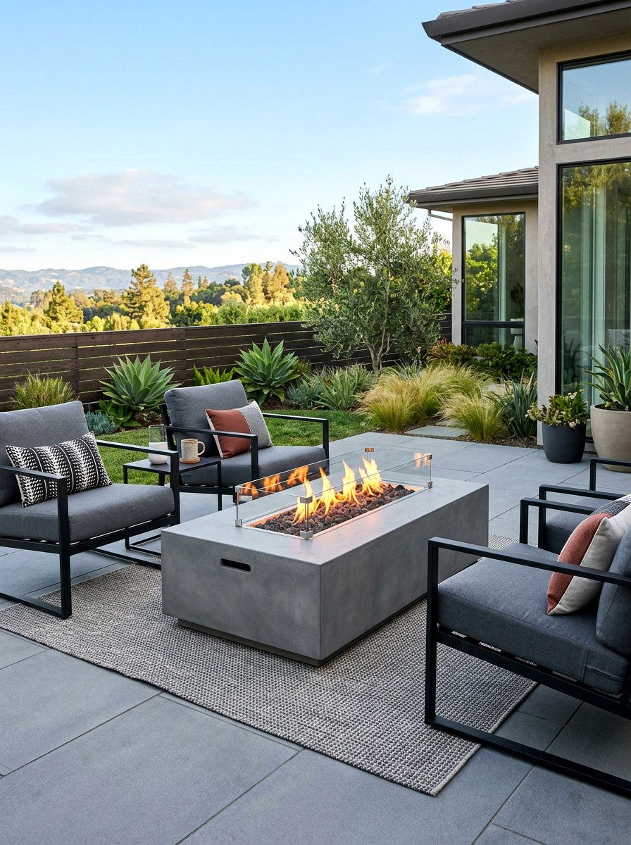 Modern Gas Fire Pit - 30 fire pit corner ideas