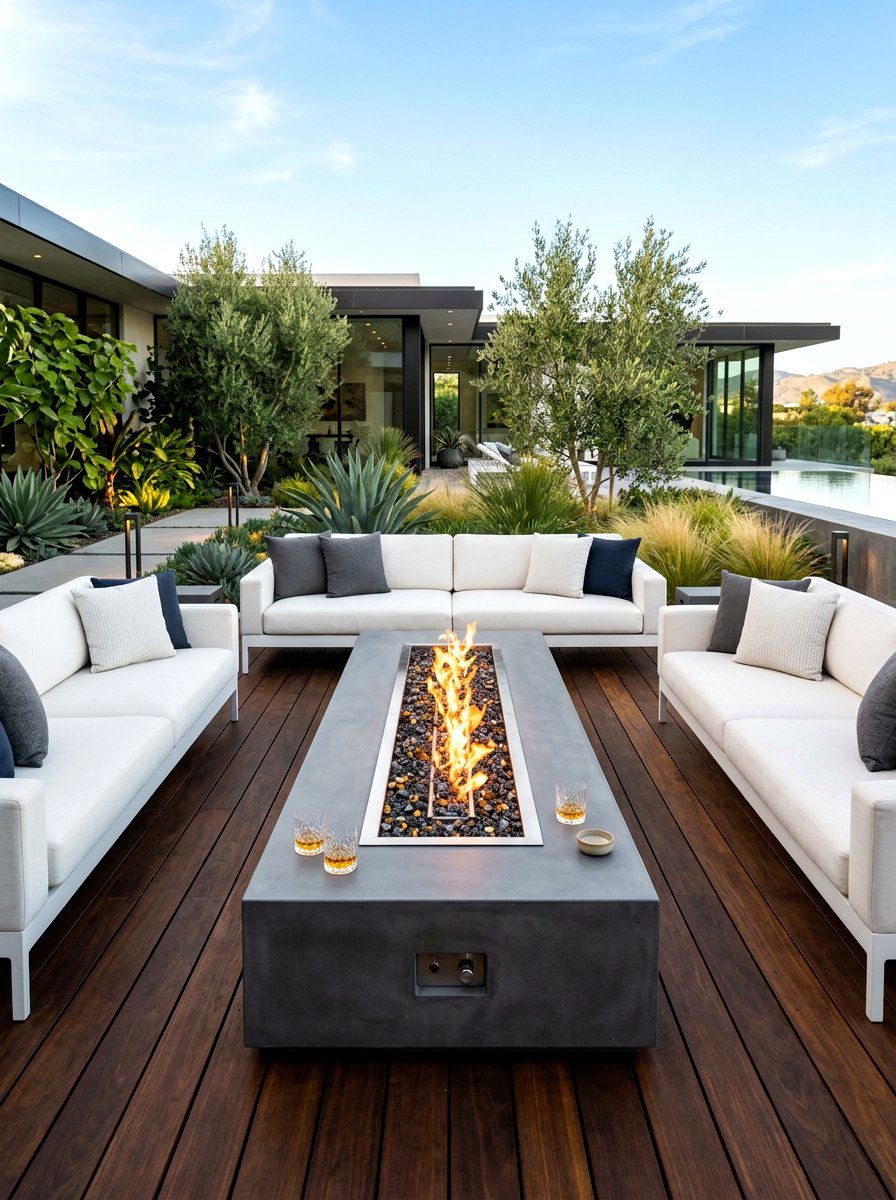Modern Gas Fire Seating - 30 conversation pit patio ideas