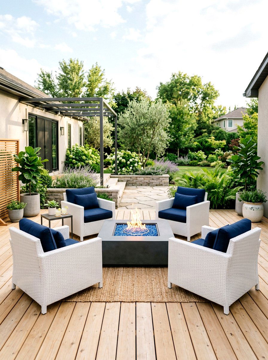 Modern Gas Fire Table Patio - 30 fire lounge backyard ideas