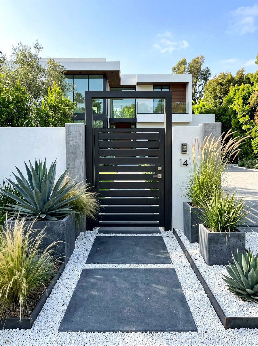 Modern Gate Landscaping - 30 front gate flower bed ideas