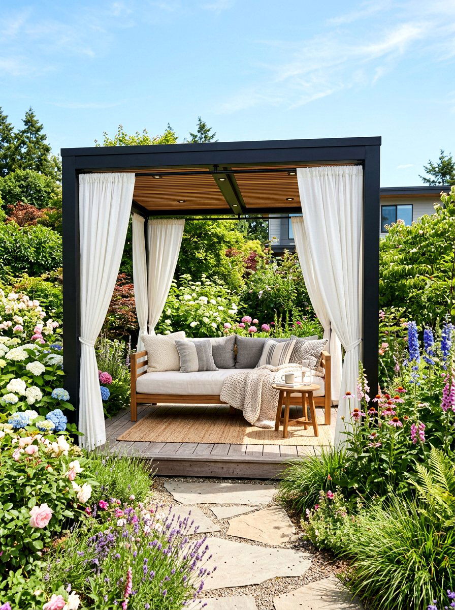 Modern Gazebo Retreat - 30 modern backyard lounge ideas