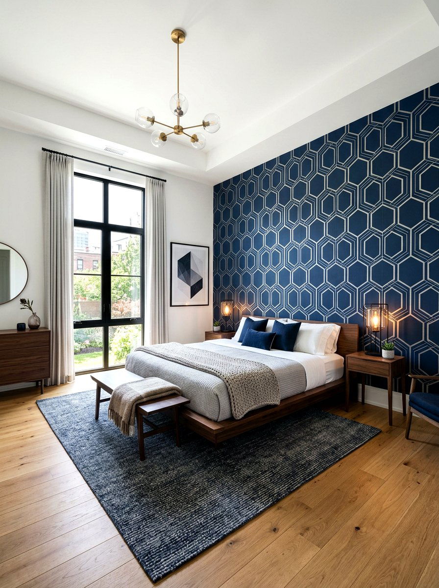 Modern Geometric Bedroom - 30 wallpaper decor ideas