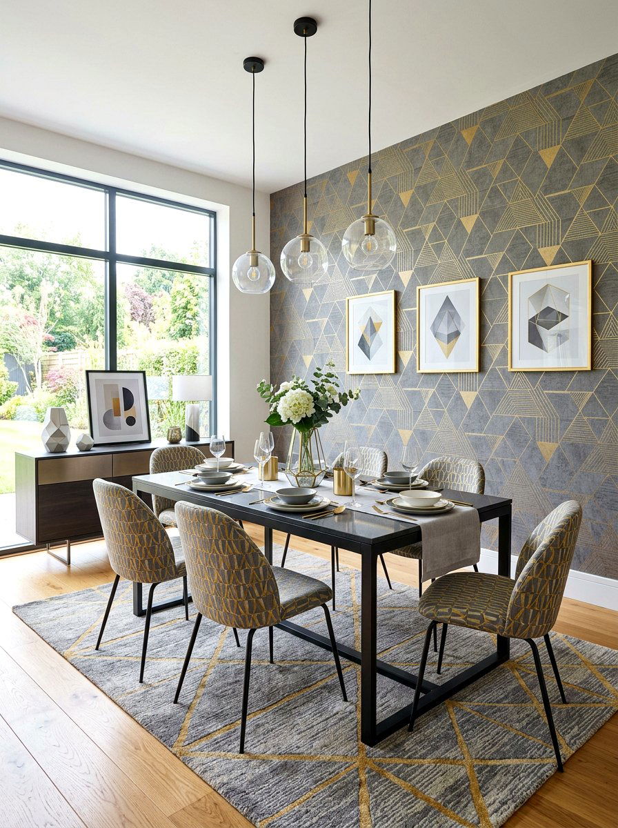 Modern Geometric Dining Room Wallpaper - 30 dining room wallpaper ideas