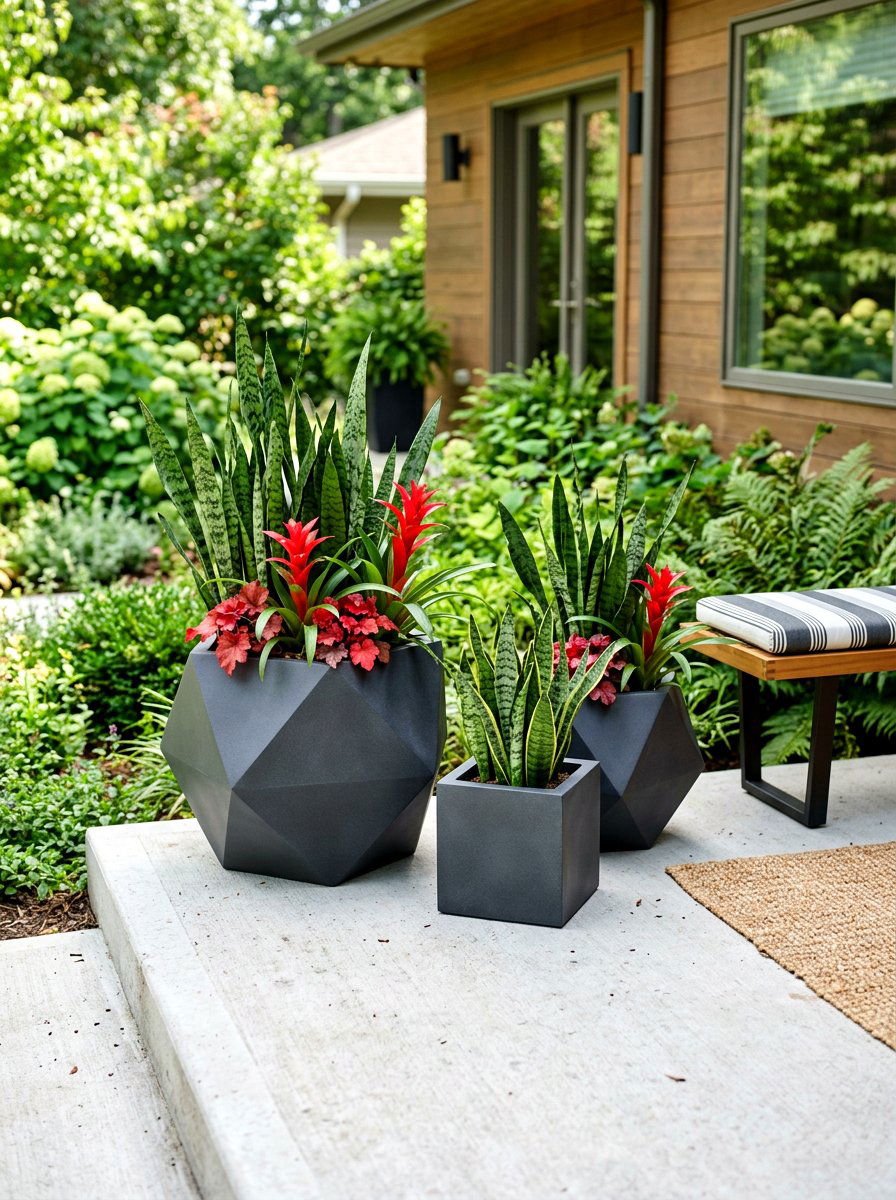 Modern Geometric Front Porch Flower Pots - 30 front porch flower pot ideas