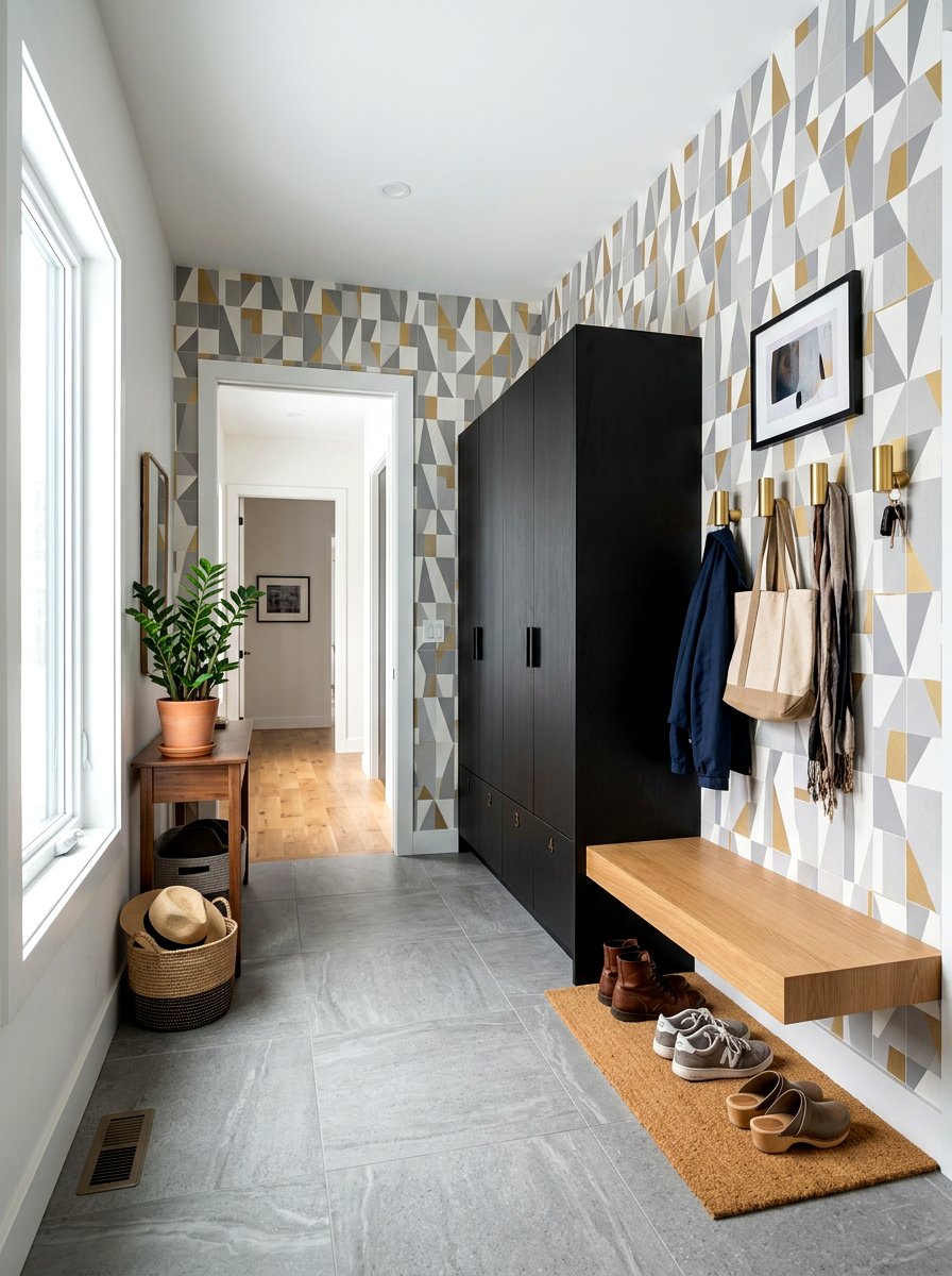 Modern Geometric Mudroom Wallpaper - 30 mudroom wallpaper ideas