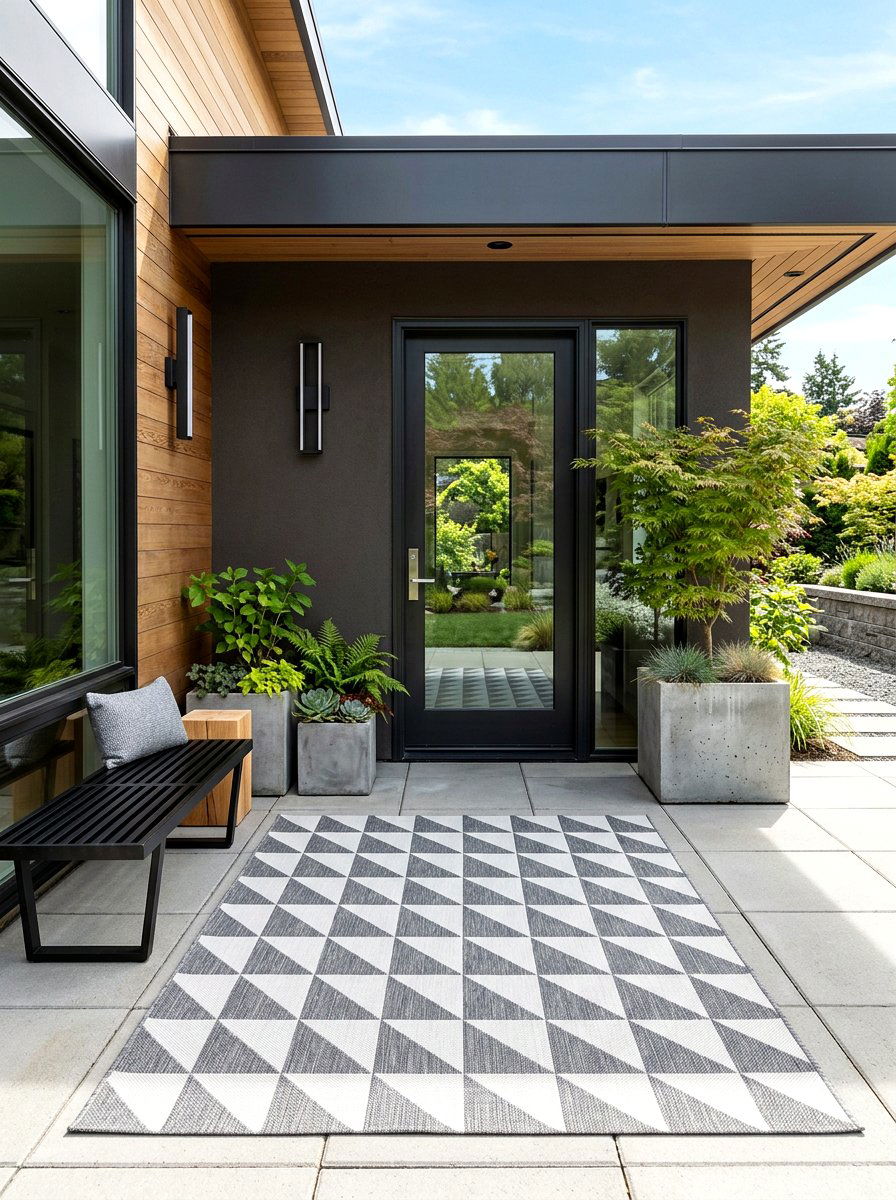 Modern Geometric Outdoor Rug - 30 front porch rug ideas