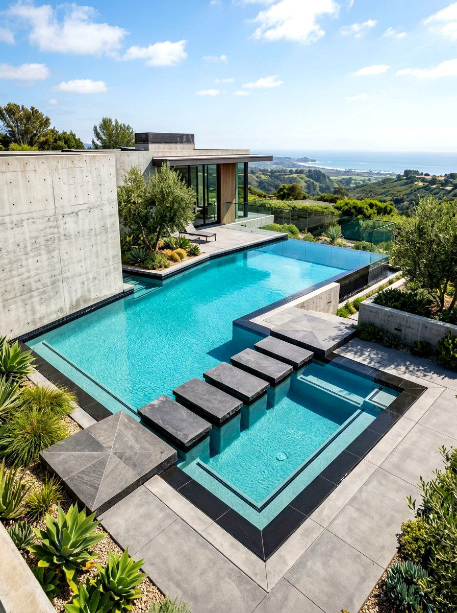 Modern Geometric Pool - 30 pool ideas