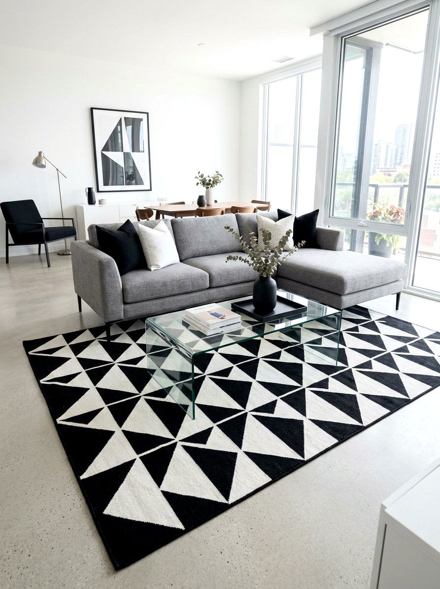 Modern Geometric Rug Living Room - 30 living room rug ideas