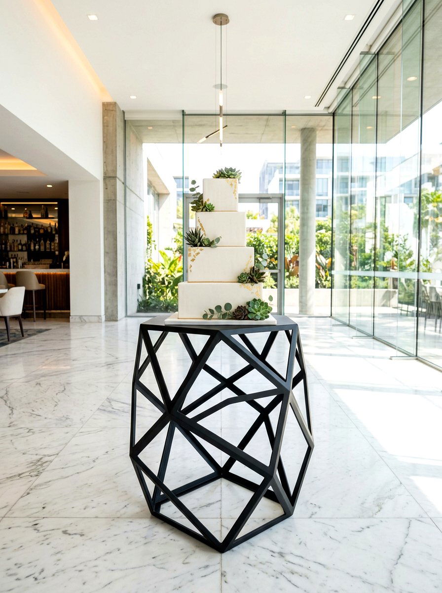 Modern Geometric Stand - 30 cake table decor ideas