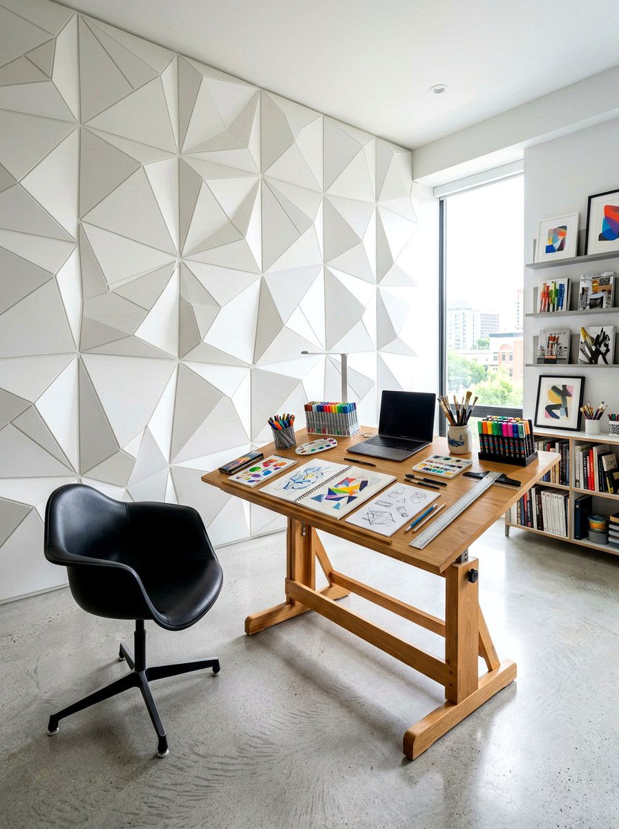 Modern Geometric Wall Paneling - 30 half wall paneling ideas