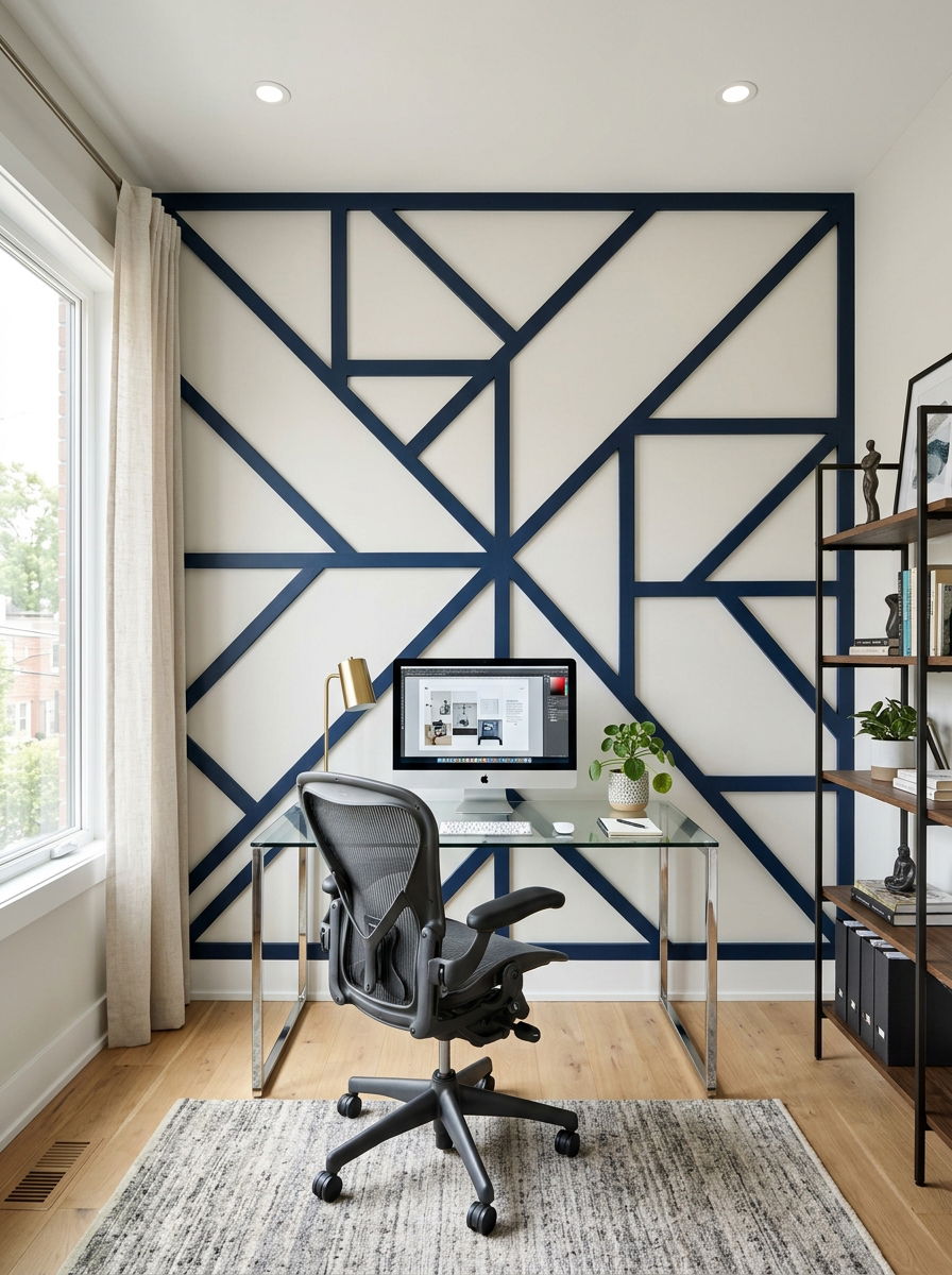 Modern Geometric Wall Trim - 30 removable wall molding ideas