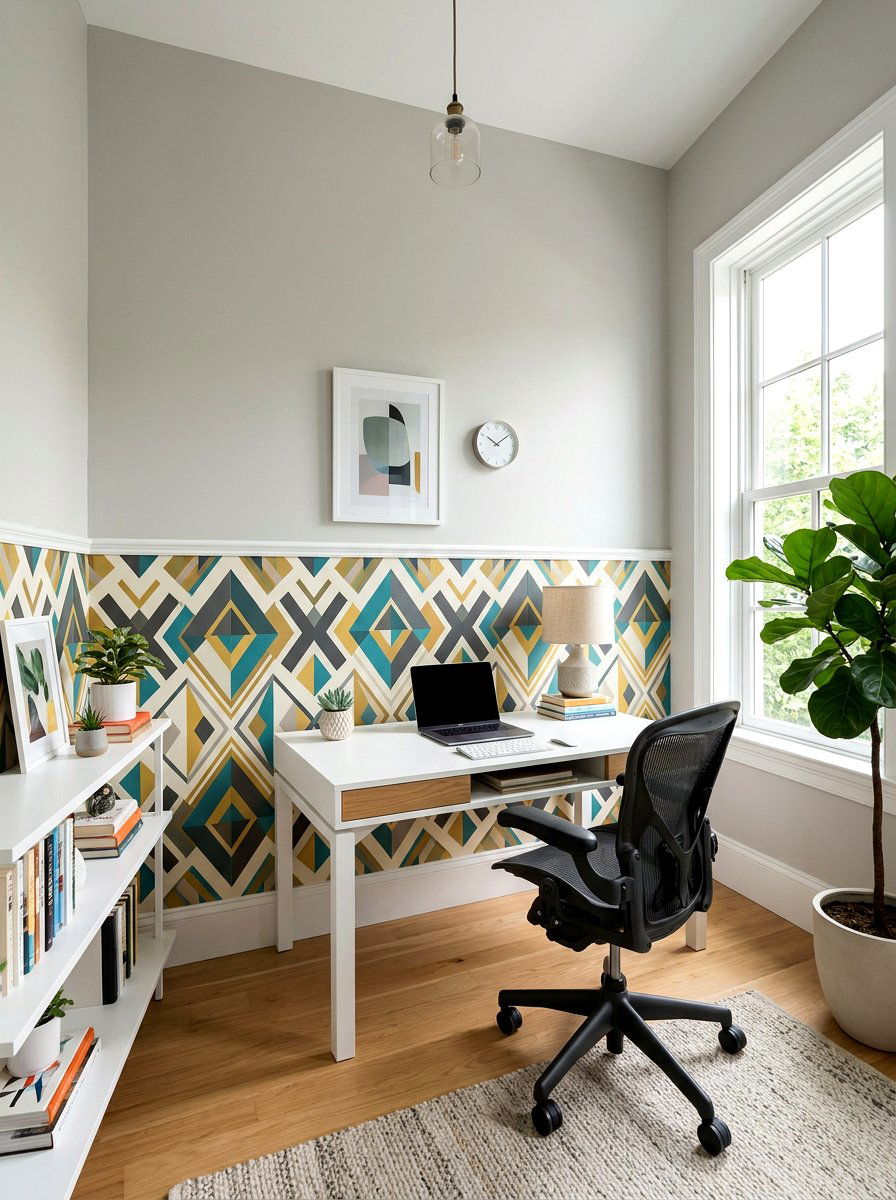 Modern Geometric Wallpaper Border - 30 wallpaper border ideas