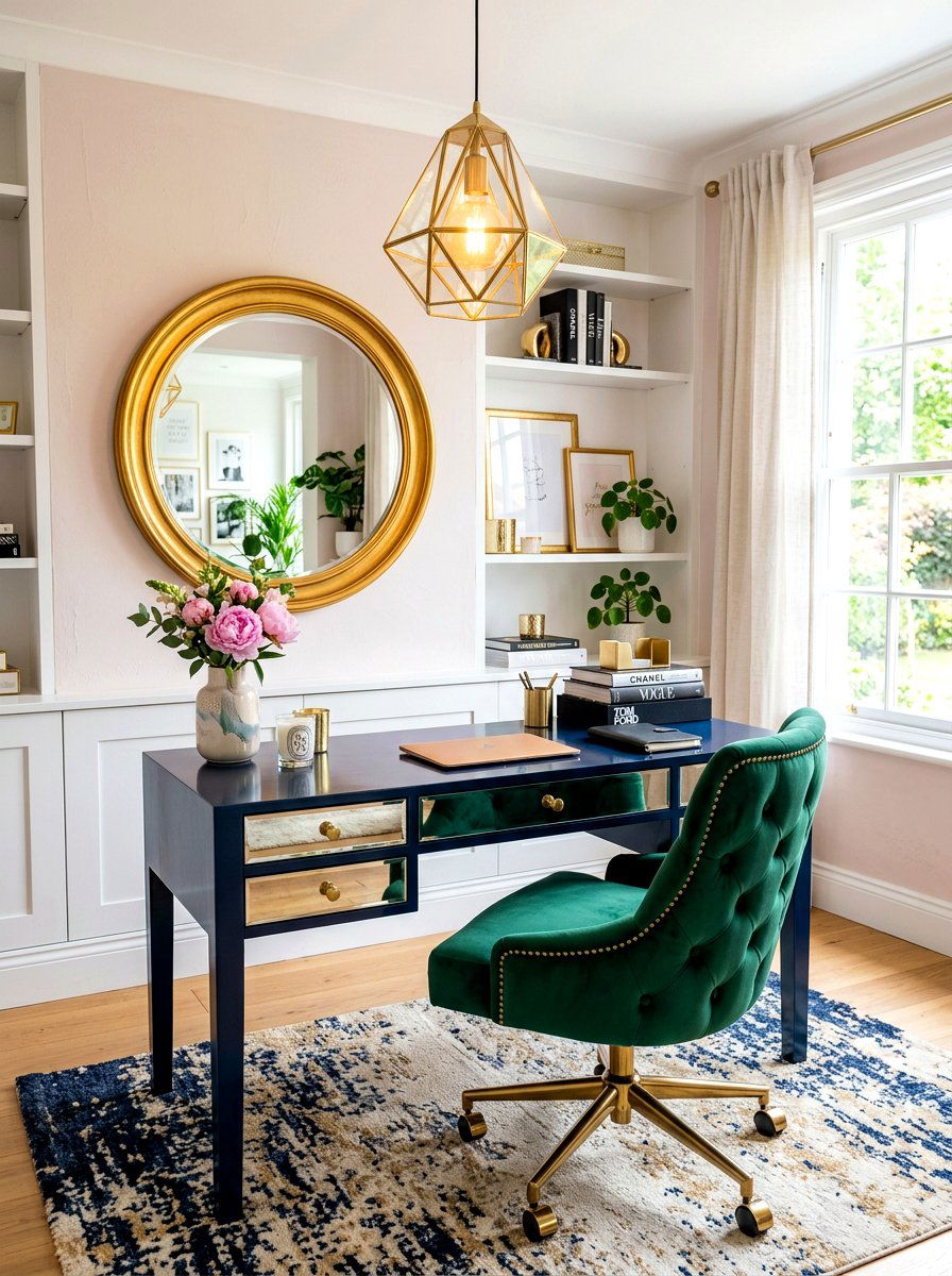 Modern Glam Office - 30 feminine office ideas
