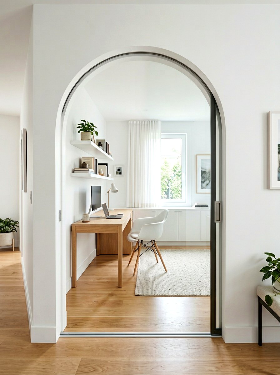 Modern Glass Arched Pocket Door - 30 arched doorway ideas