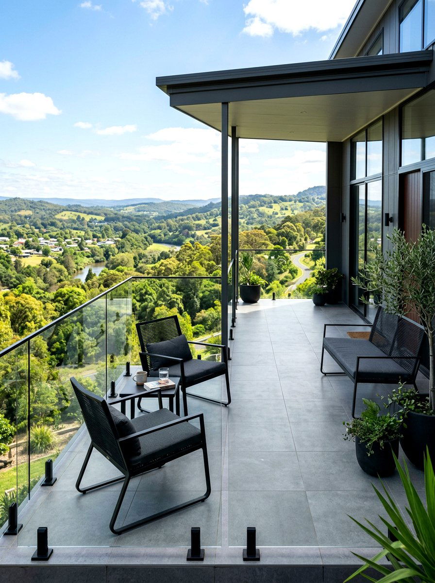 Modern Glass Balustrade Porch View - 30 luxury front porch styling ideas