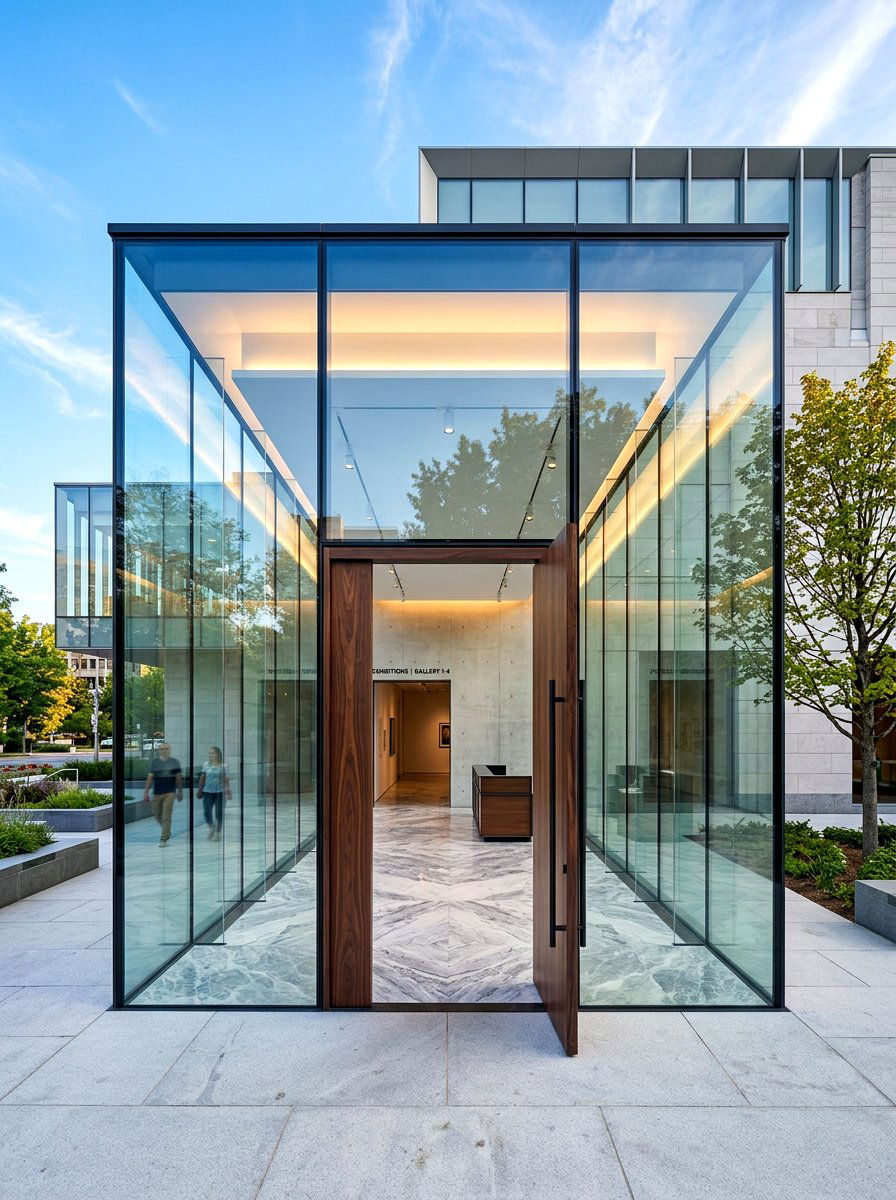 Modern Glass Box Entrance - 30 covered entryway ideas