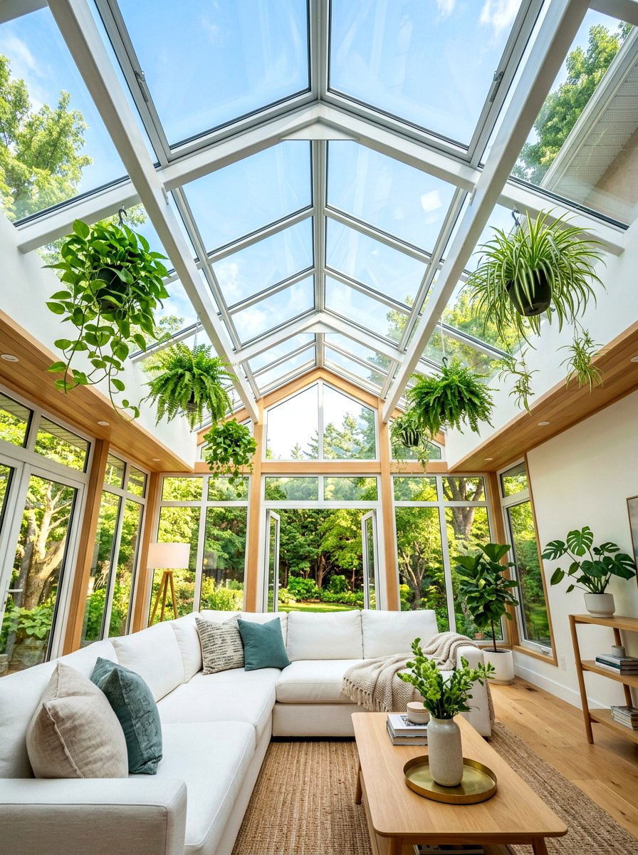Modern Glass Ceiling Sunroom - 30 sun filled sitting room ideas