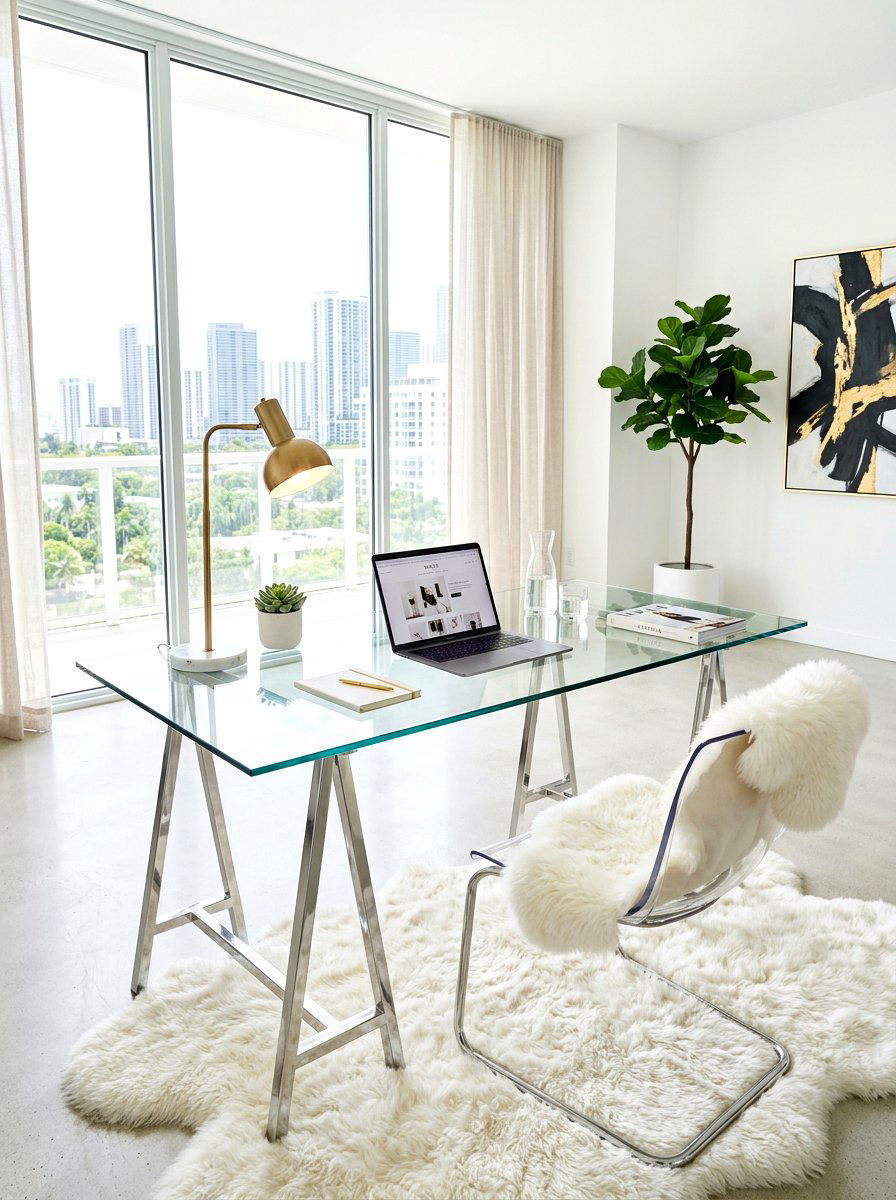 Modern Glass Desk - 30 home office desk ideas