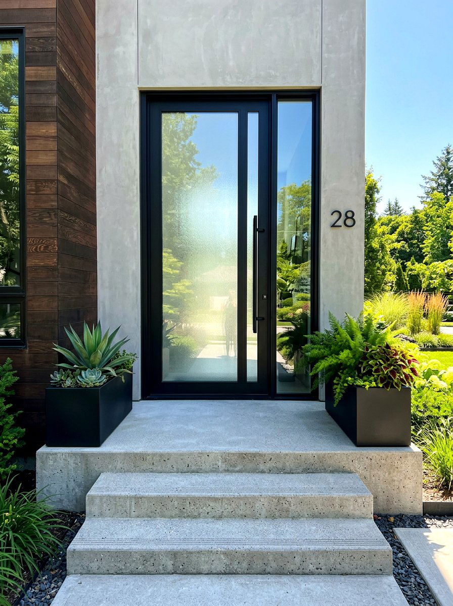 Modern Glass Front Door - 30 small front porch ideas