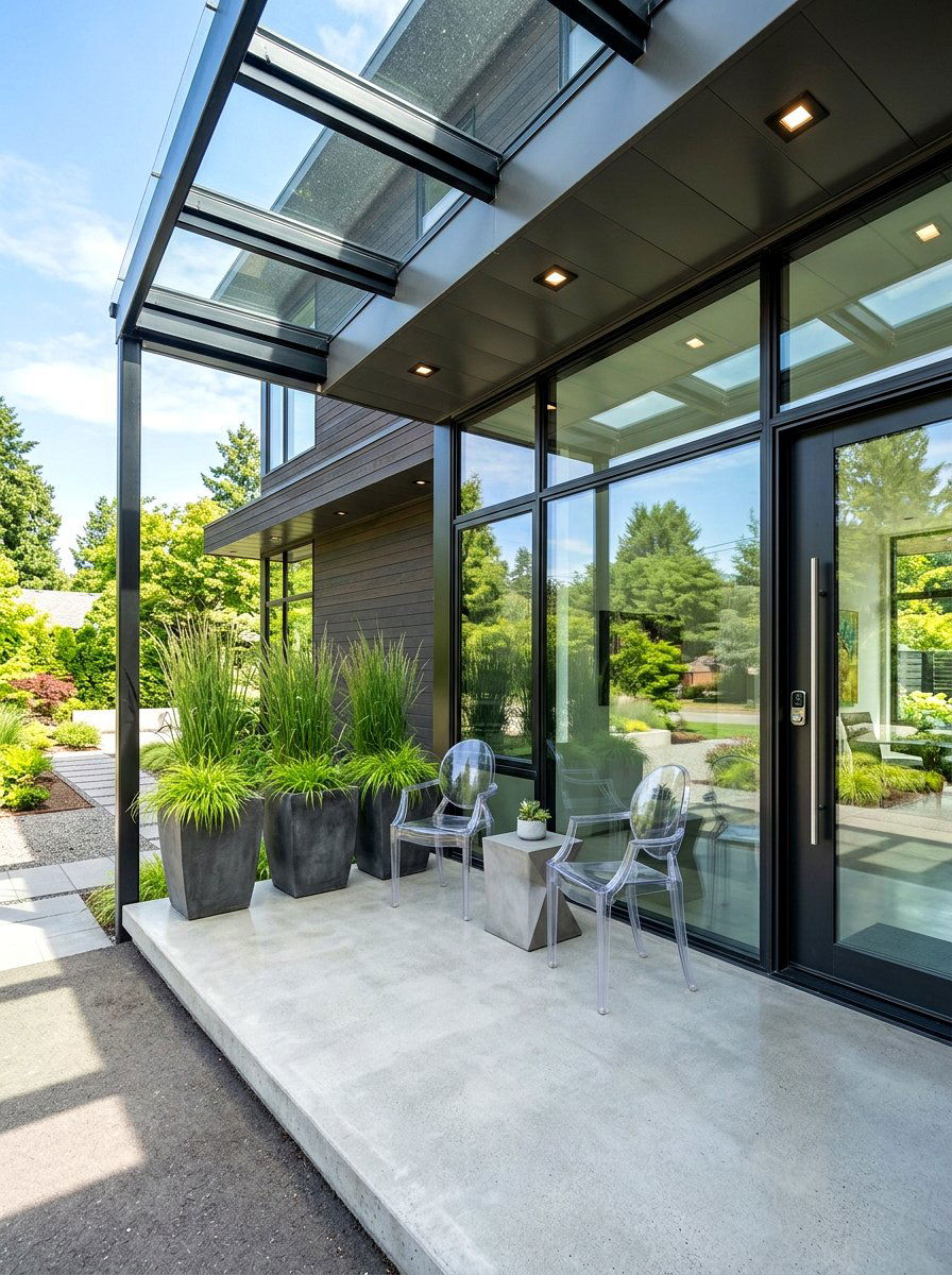 Modern Glass Front Porch - 30 front porch decor ideas