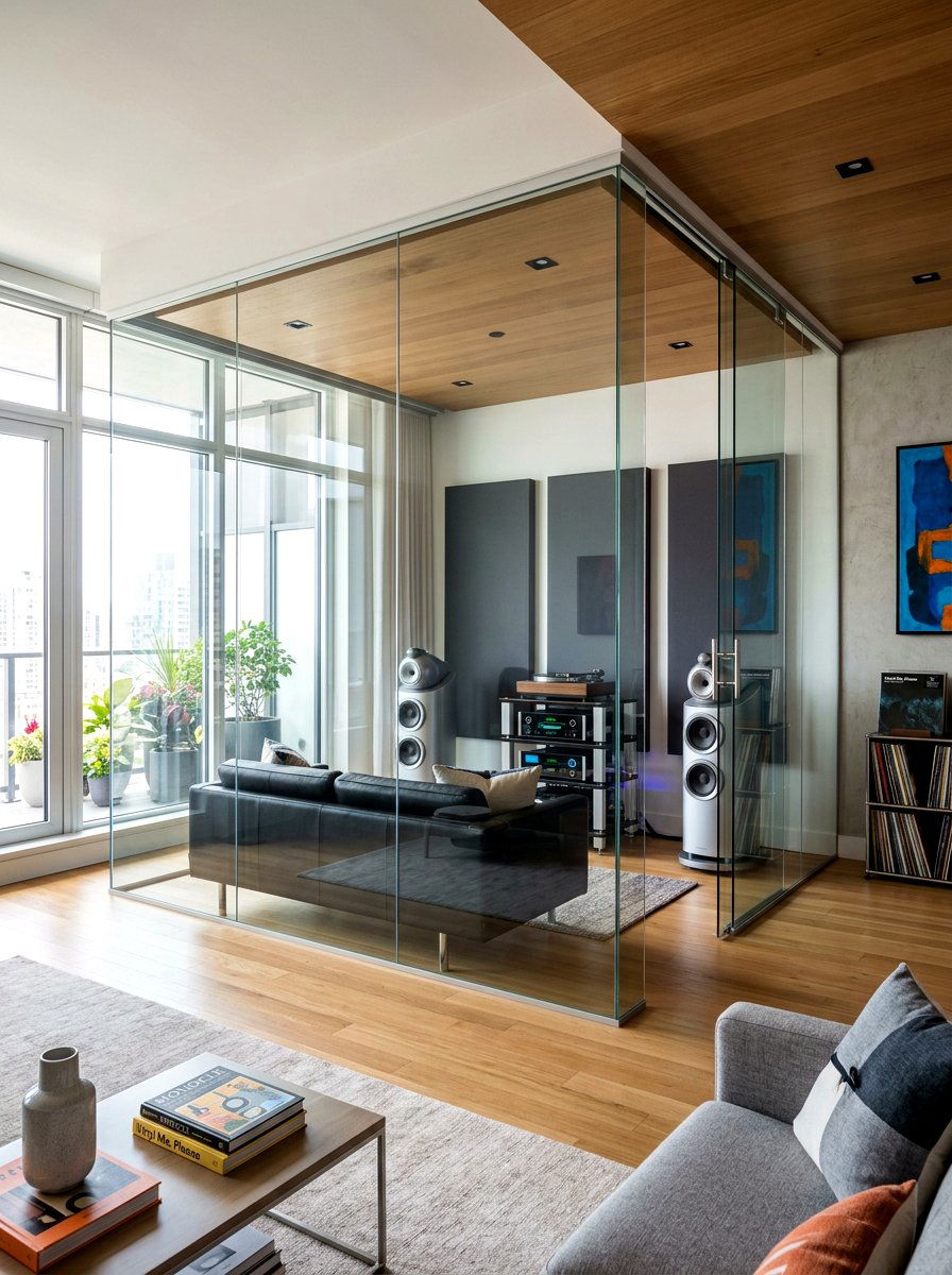 Modern Glass Music Room - 30 listening lounge ideas