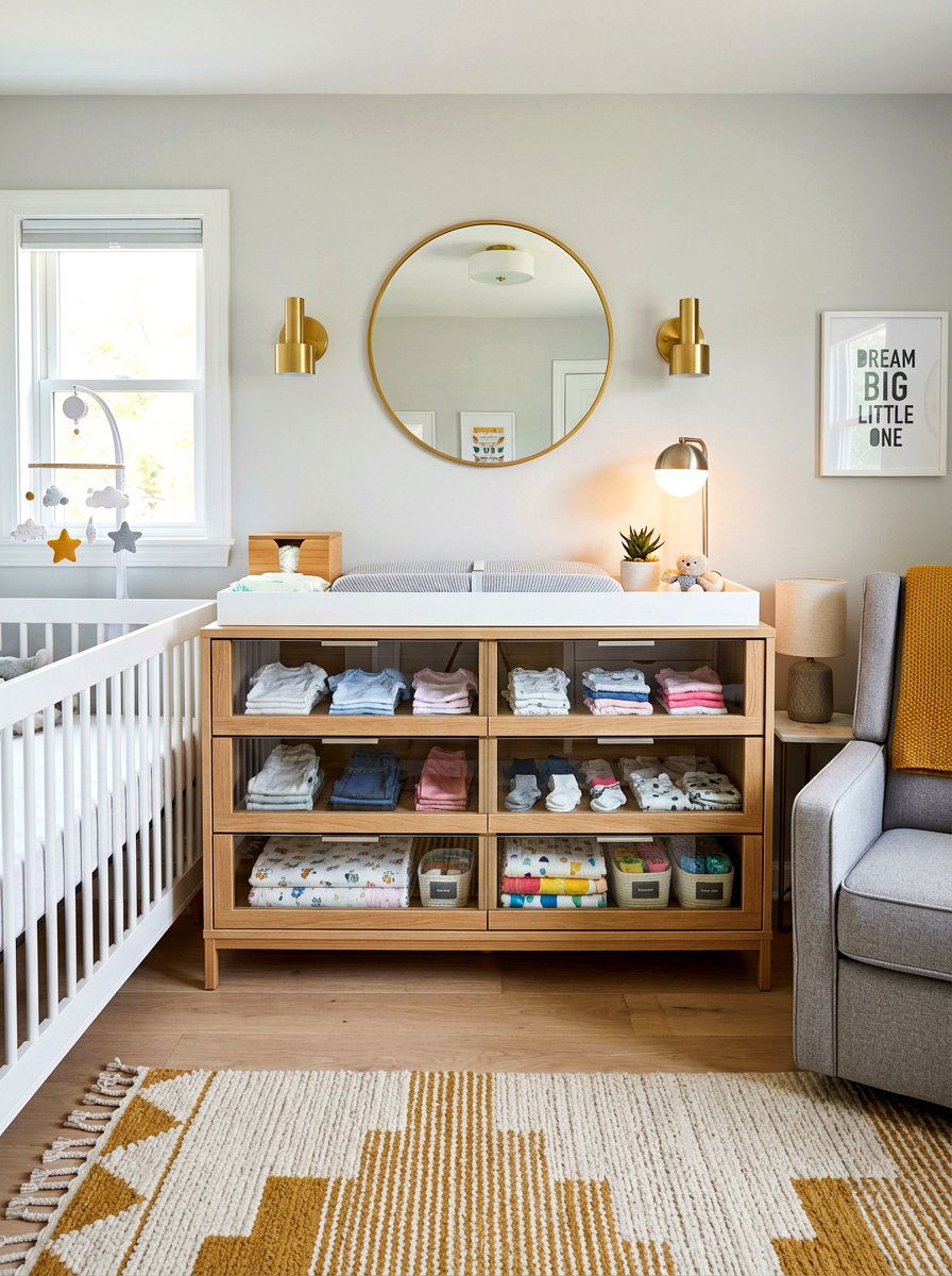 Modern Glass Nursery Cabinet - 30 changing station ideas