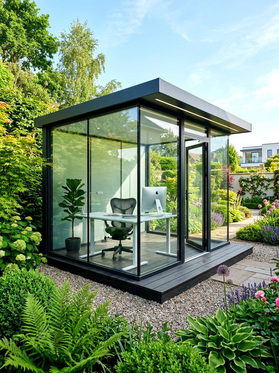 Modern Glass Office Shed - 30 modern shed ideas