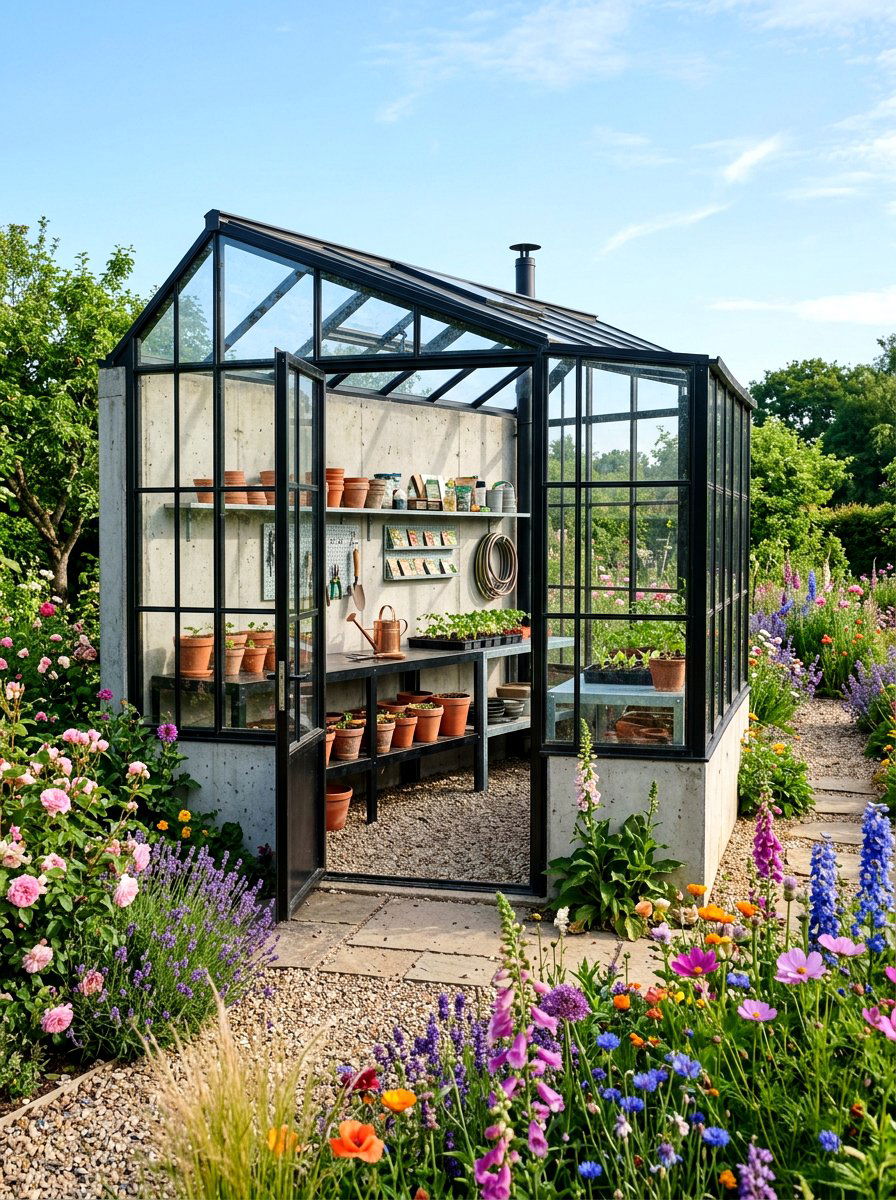Modern Glass Potting Shed - 30 modern shed ideas