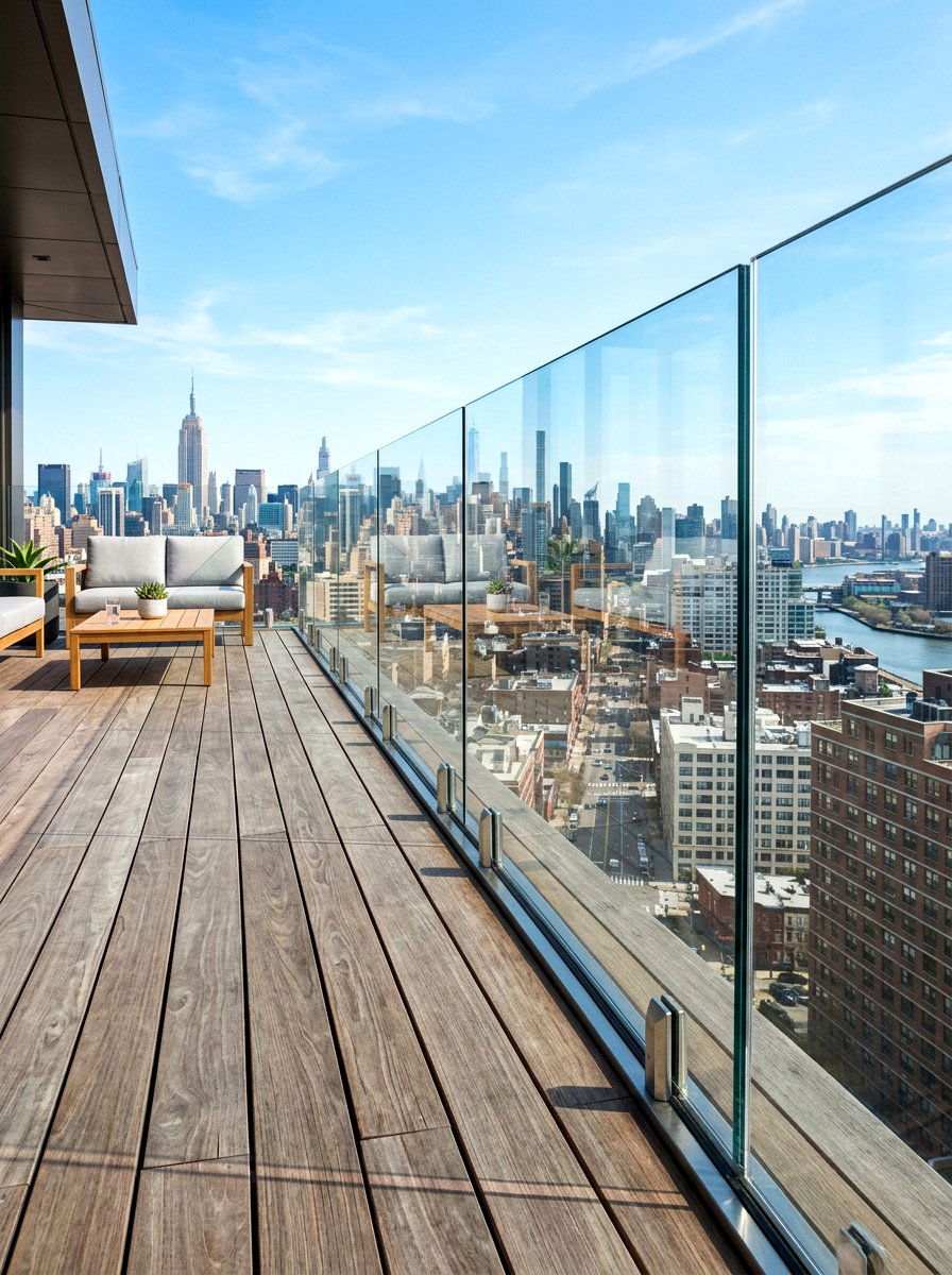 Modern Glass Railing - 30 rooftop garden ideas