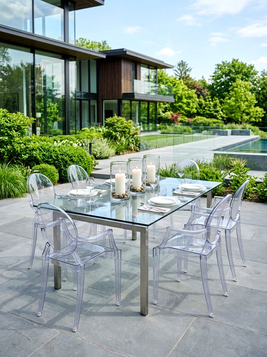 Modern Glass Setting - 30 backyard candlelight dinner ideas