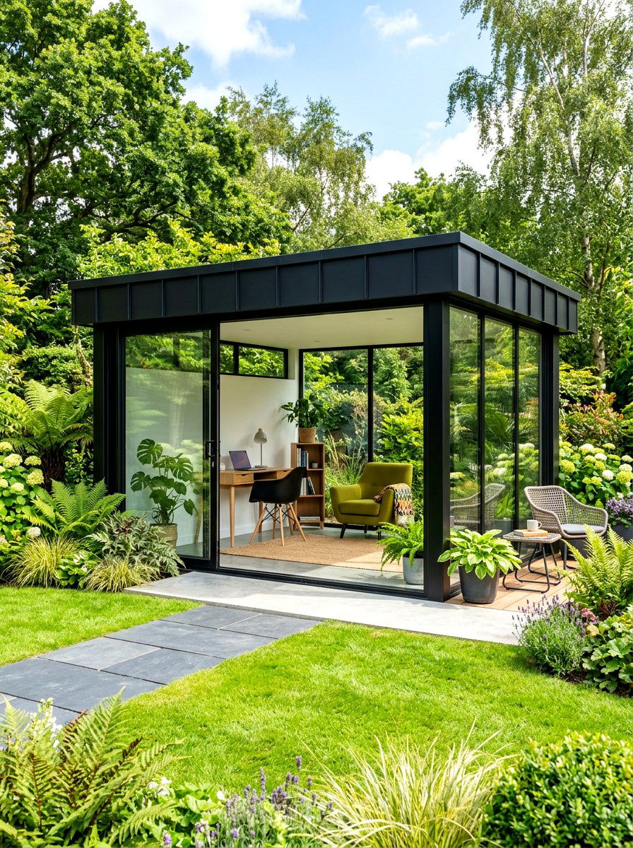 Modern Glass She Shed - 30 she shed backyard aesthetic ideas