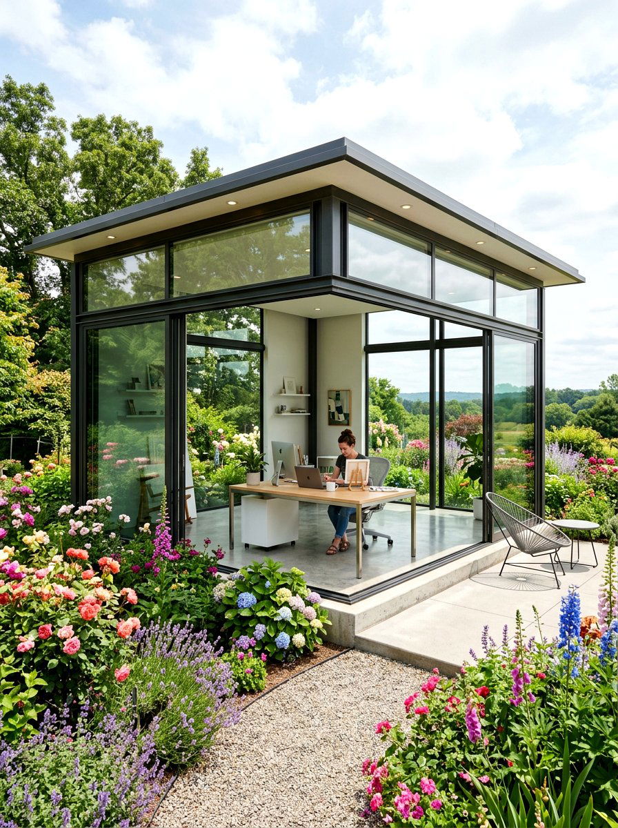 Modern Glass Studio - 30 art shed ideas