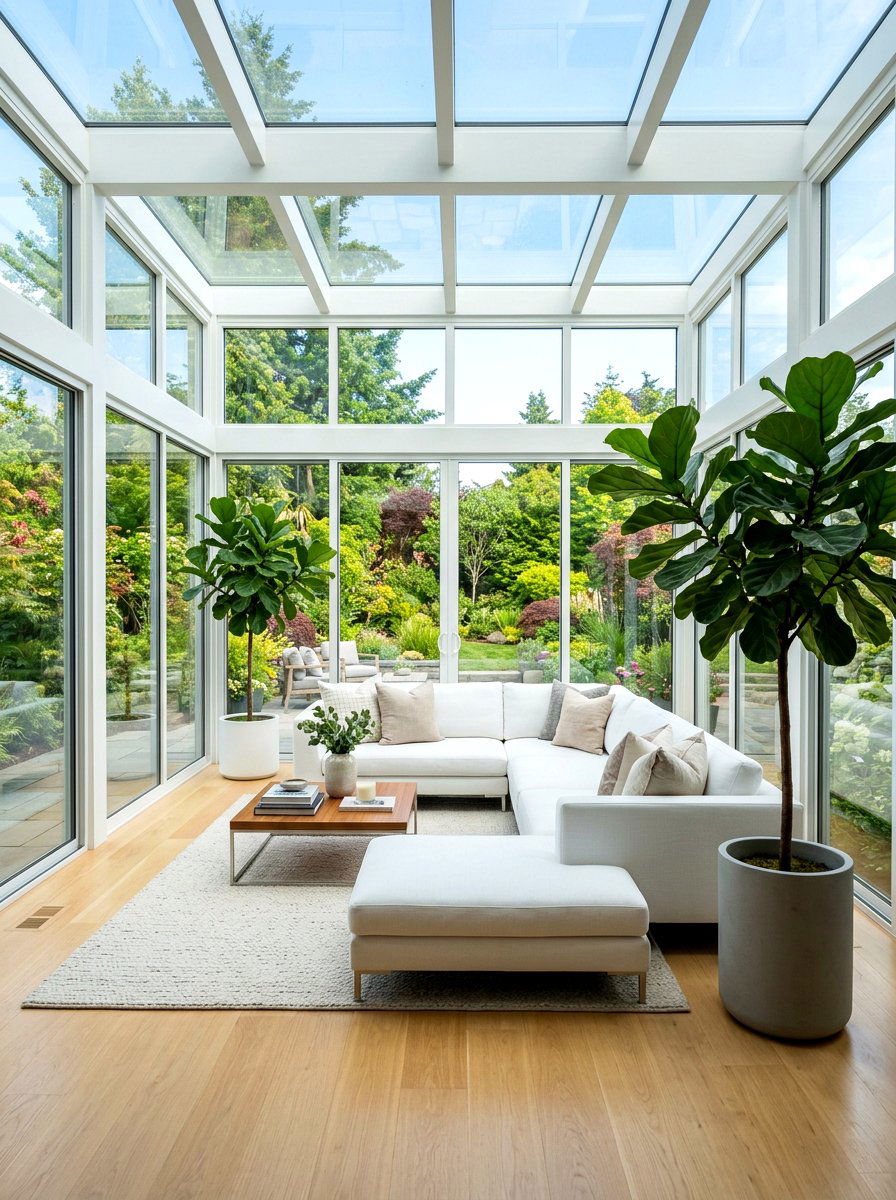Modern Glass Sunroom - 30 attached greenhouse ideas